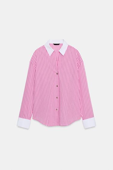STRIPED POPLIN SHIRT - Pink by Zara