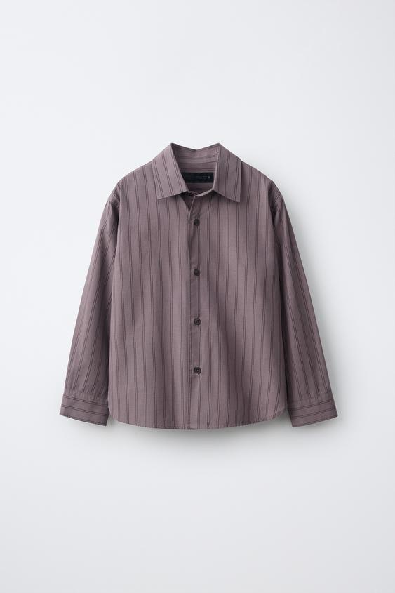 STORIESZ - STRIPED MODAL BLEND COTTON SHIRT - Light plum by Zara - Image 0