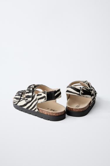 SANDALES EN CUIR ANIMAL PRINT - Blanc de Zara - Image 4