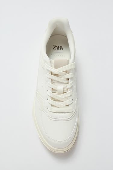 TRAINERS WITH COMBINED HEEL TAB - Ecru White by Zara