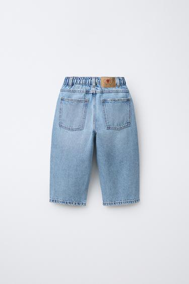 Zara ORFAYO © BAGGY JEANS WITH EMBROIDERED HEARTS - Light blue