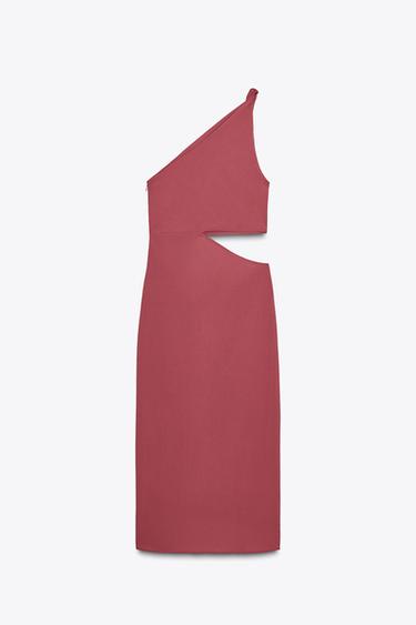 ROBE MIDI ASYMÉTRIQUE DÉCOR - Bordeaux de Zara - Image 6