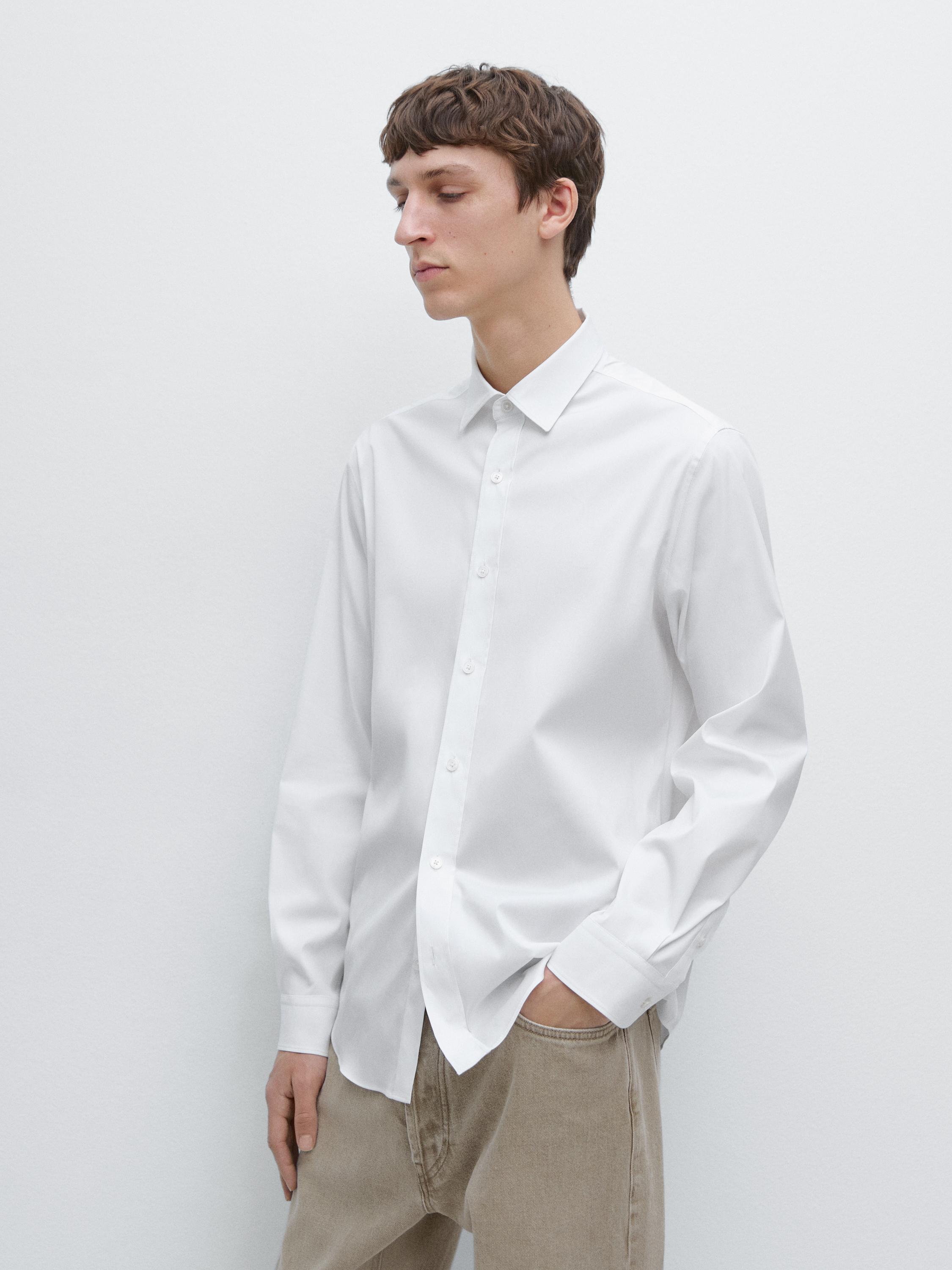 Chemise slim fit stretch en coton mélangé