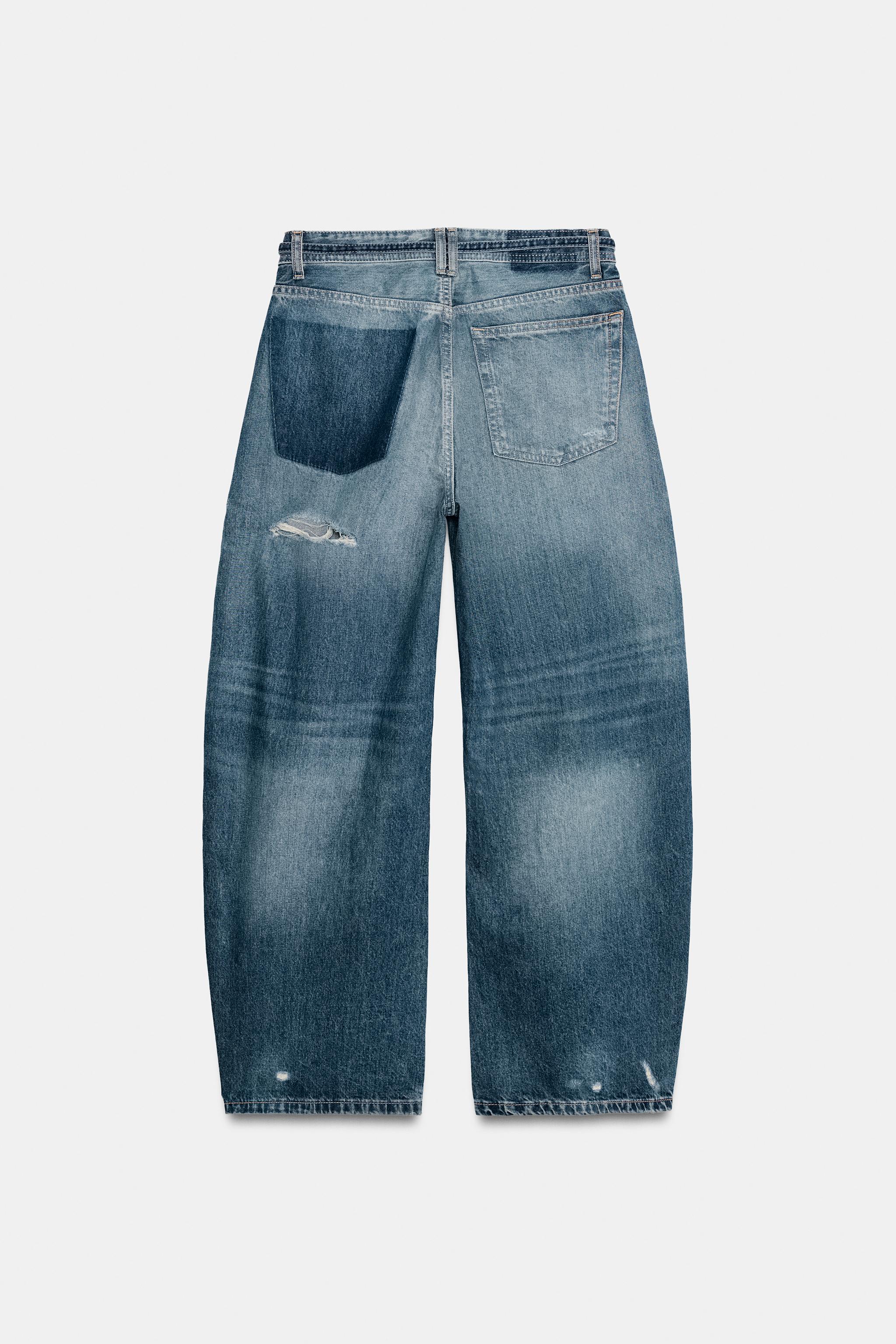 Zara TRF ORTA BEL YIRTMAÇLI VE KEMERLİ BAGGY JEAN görsel 4