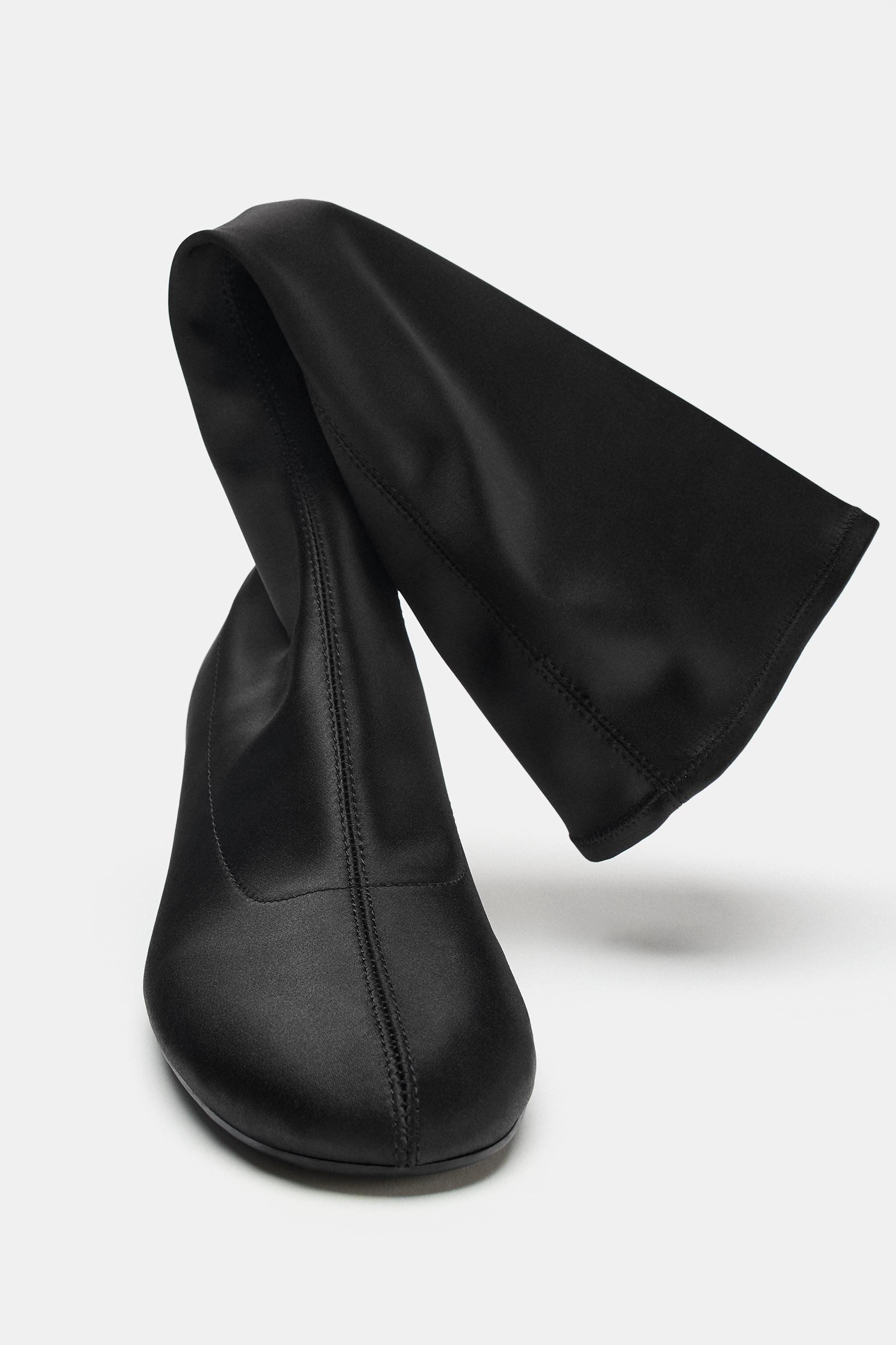 Женские ботинки Zara SATIN KITTEN BOOTS — фото 6