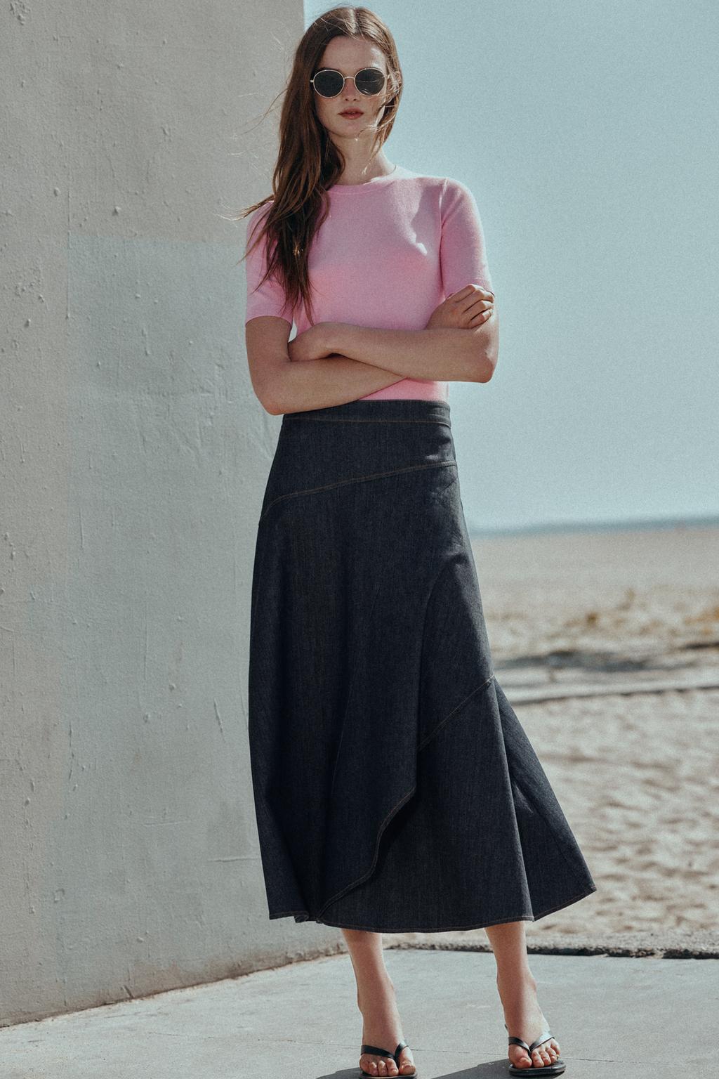 PLAIN KNIT BASIC SHORT SLEEVE TOP