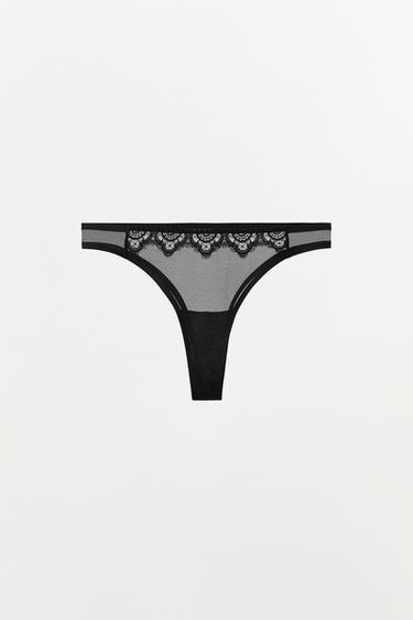 CULOTTE MESH DENTELLE - Noir de Zara - Image 4