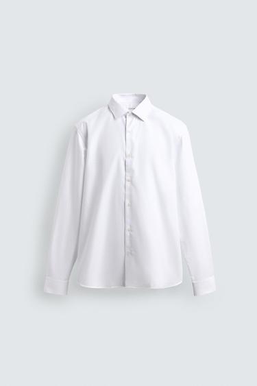 CAMISA SLIM FIT ESTRUCTURA RAYAS - Blanco de Zara
