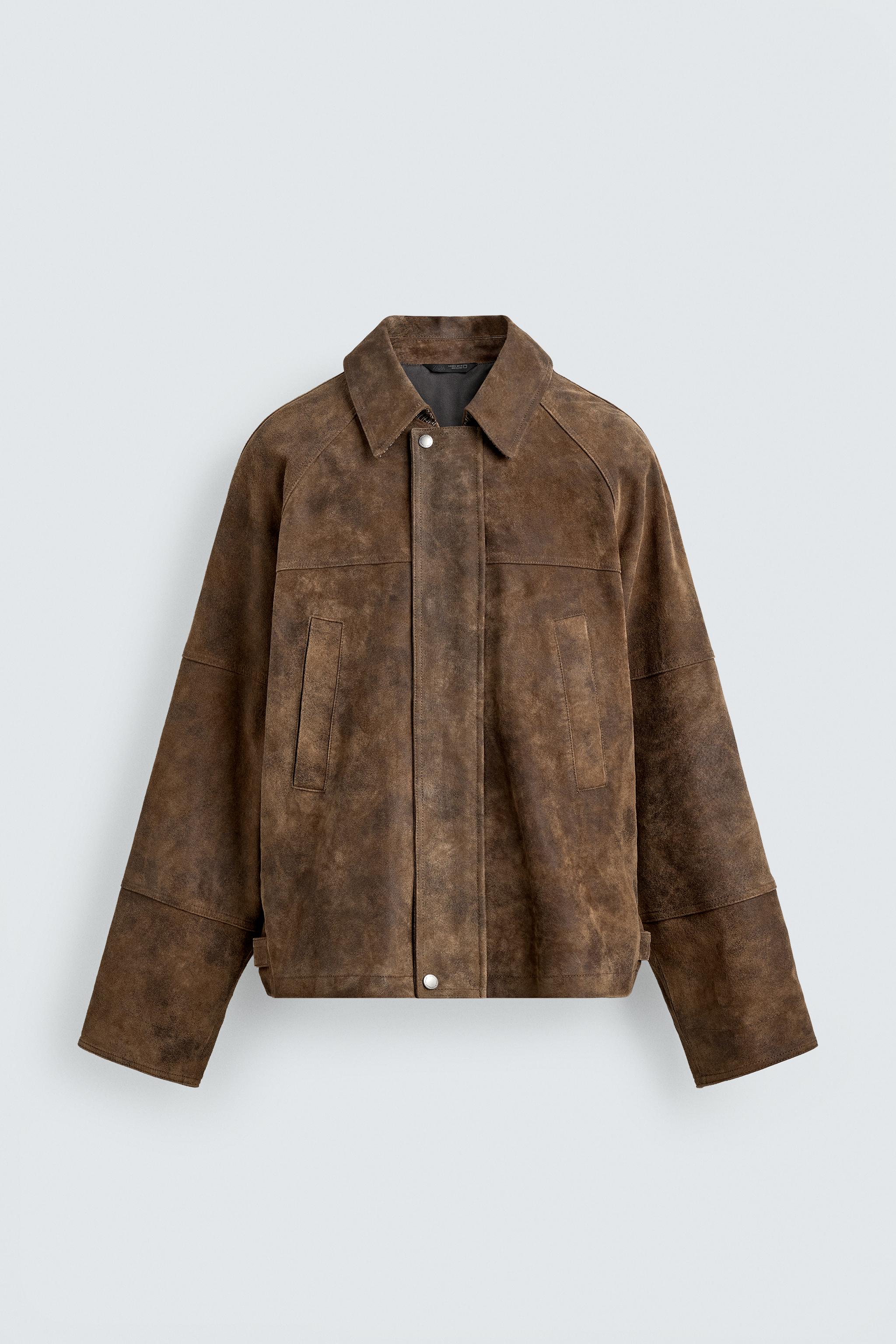 WASHED EFFECT SUEDE LEATHER JACKET
