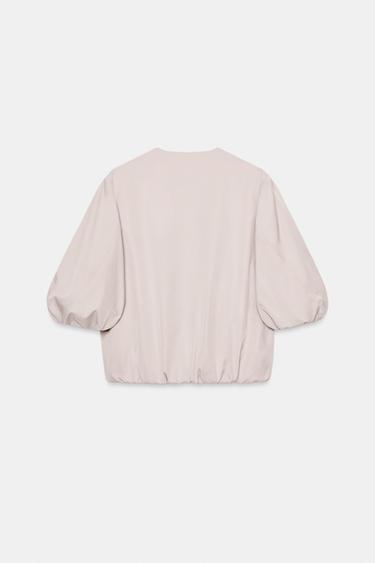 Zara BALLOON BOMBER JACKET - Ecru / Beige