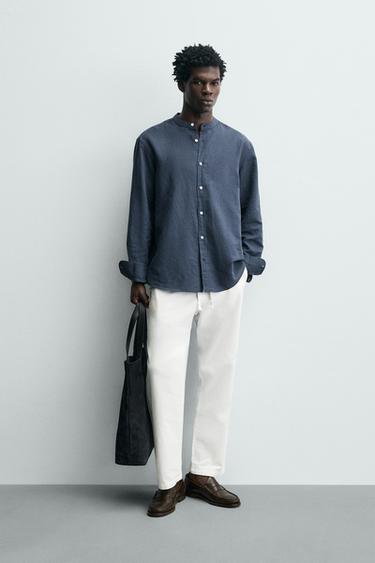 Zara LINEN - COTTON SHIRT - Deep blue