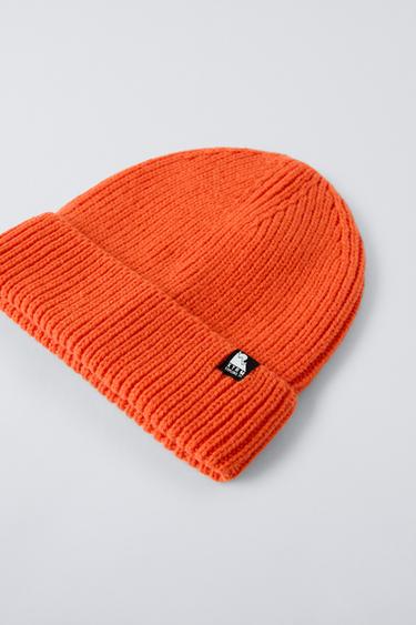 BONNET EN MAILLE AVEC LAINE SKI - Orange de Zara - Image 1