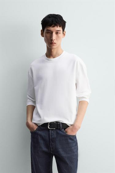 INTERLOCK LONG SLEEVE T-SHIRT - White by Zara