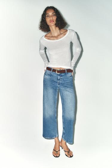 JEANS Z1975 CULOTTE CINTURA ALTA CINTO - Azul-médio da Zara