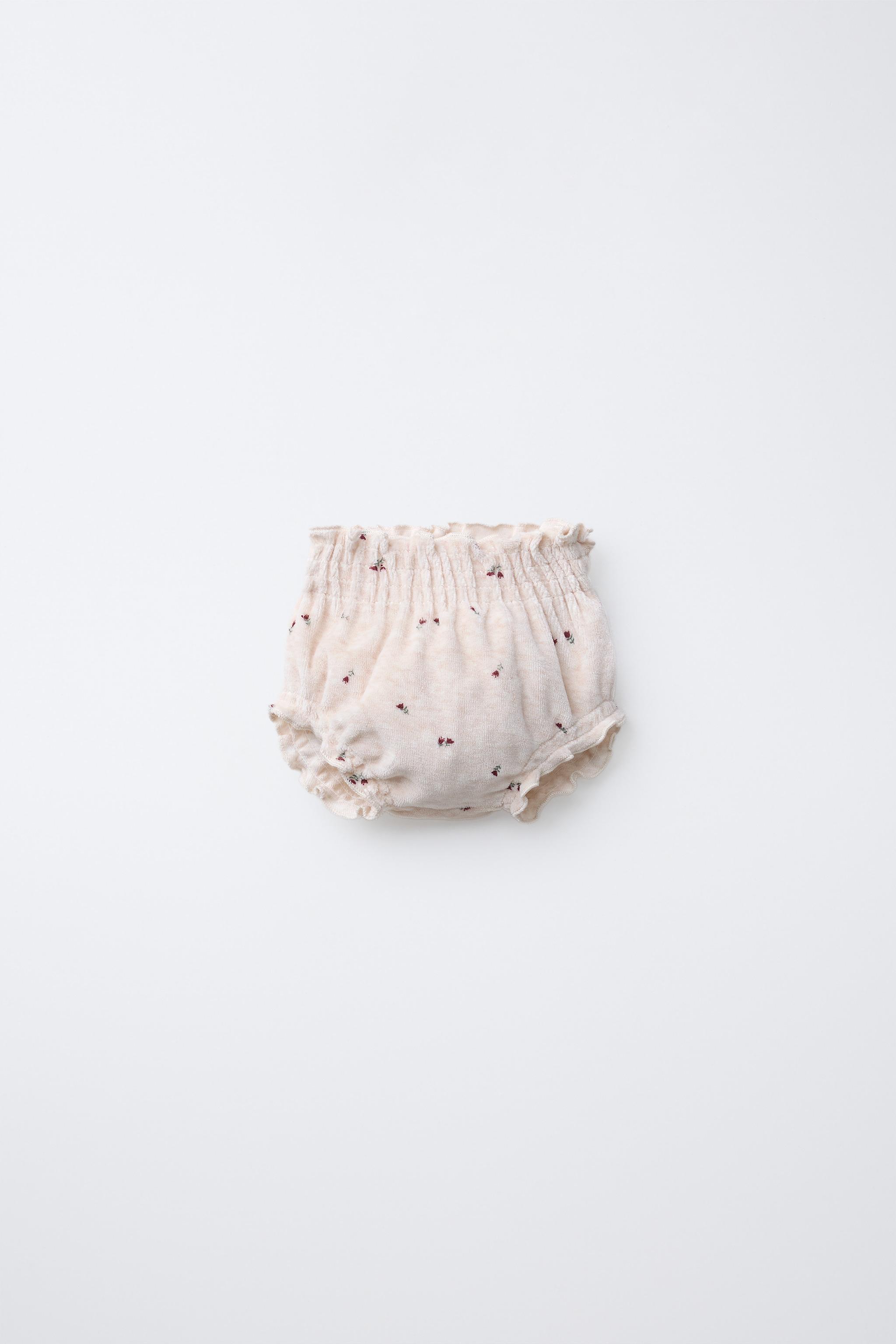 FLORAL VELOUR BRIEFS — Light beige