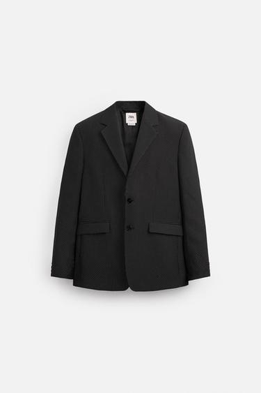 Zara LIMITED EDITION POLKA DOT JACQUARD BLAZER - Black