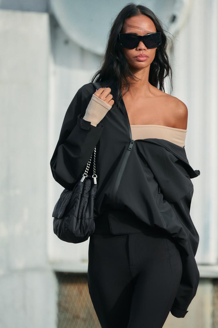 ZIP WINDBREAKER JACKET — Black