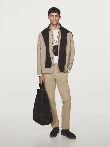 Zara Slim fit textured trousers - taupe brown