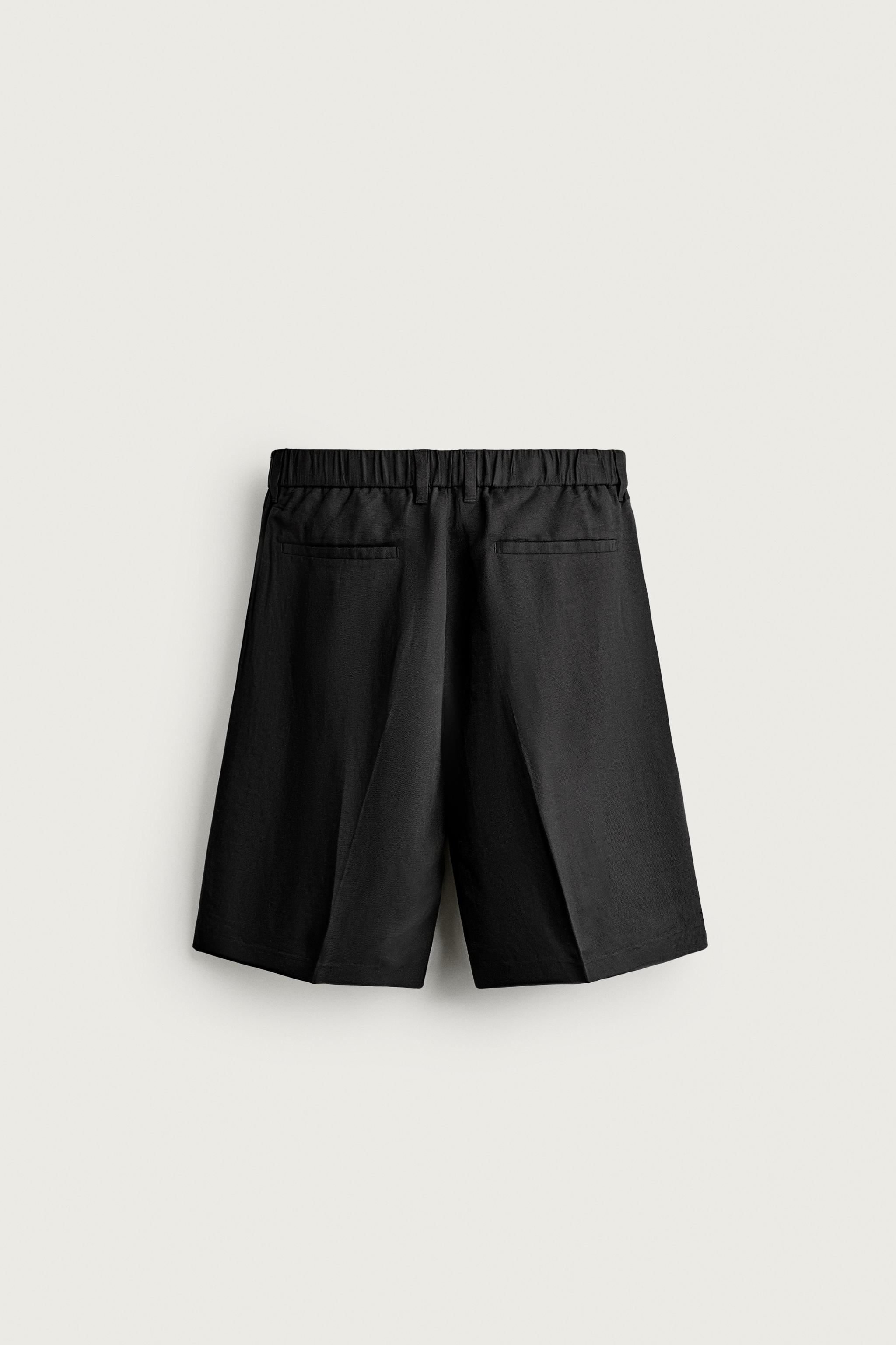 Мужские шорты Zara TEXTURED PLEATED SUIT SHORTS — фото 6