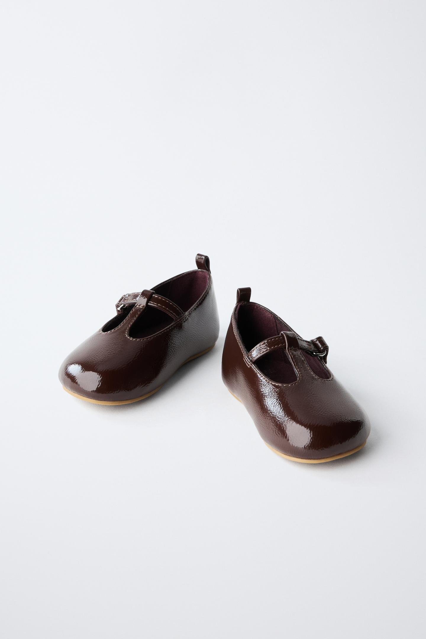 Детские балетки Zara Barefoot Patent Ballet Flats, цвет: Коричневый — фото 6