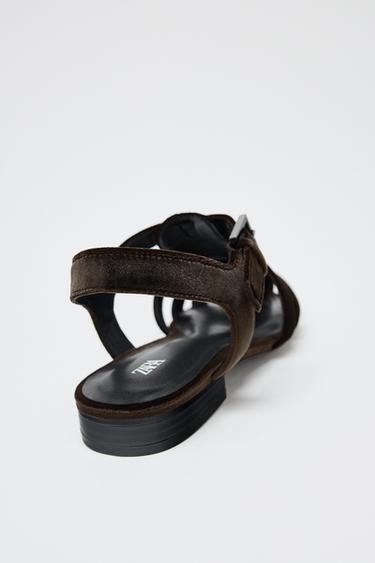 VELVET-EFFECT CAGE SANDALS - Brown by Zara - Image 4
