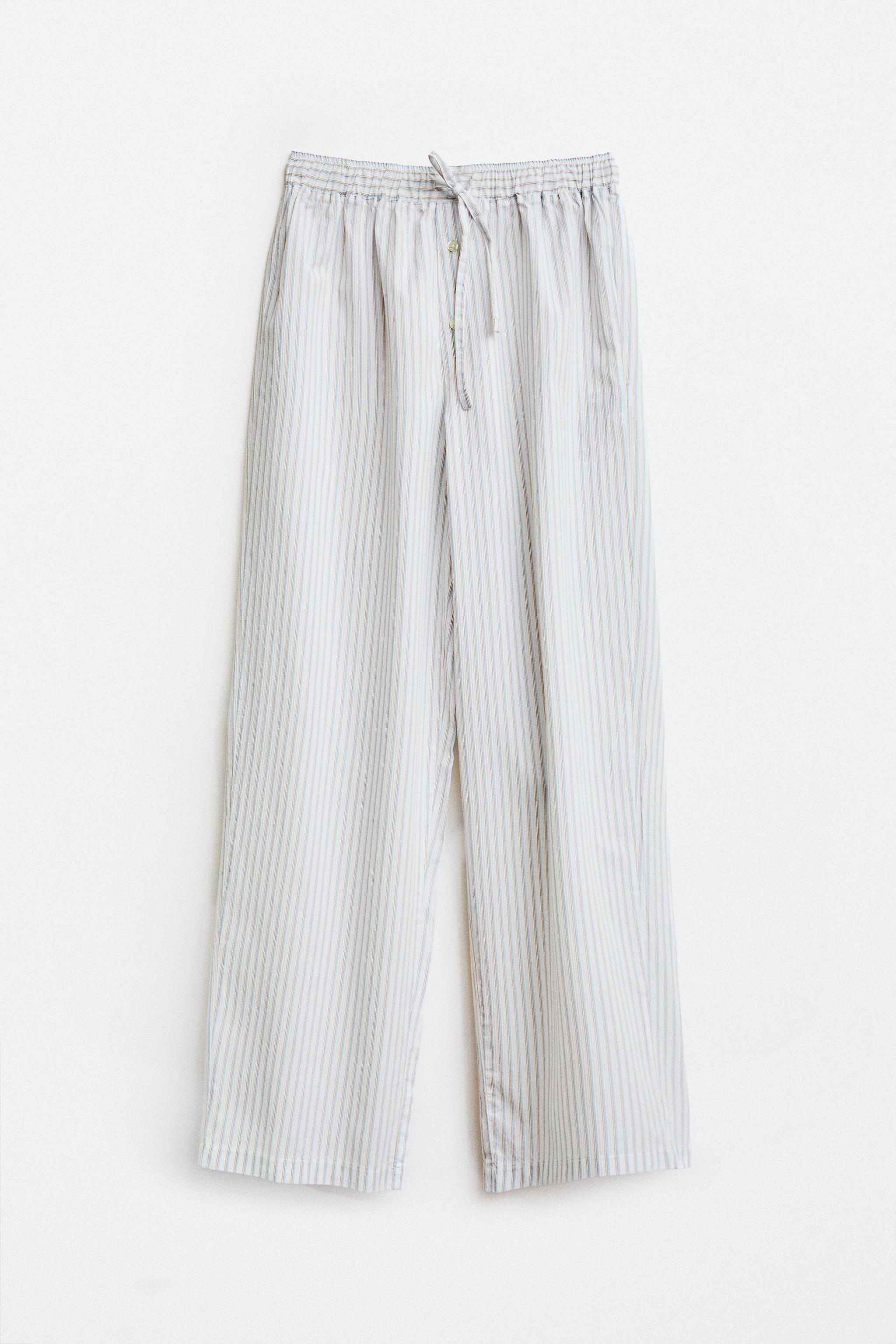 PANTALON EN COTON À RAYURES POPELINE