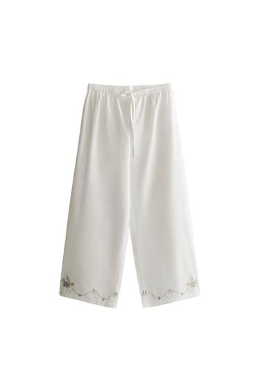 CROCHET TROUSERS - أبيض مكسور الخاص بـ Zara