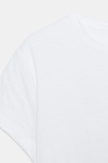 T-SHIRT COTON MANCHES COURTES - Blanc de Zara - Image 4