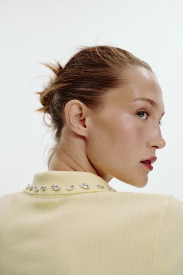 JEWEL COLLAR RIBBED POLO SHIRT - Yellow by Zara - Image 5