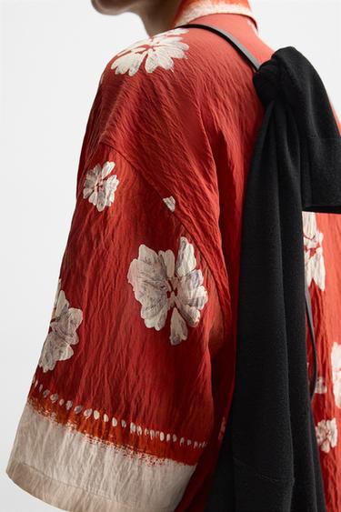 CHEMISE À IMPRIMÉ FLORAL - Écru / Rouge de Zara - Image 4