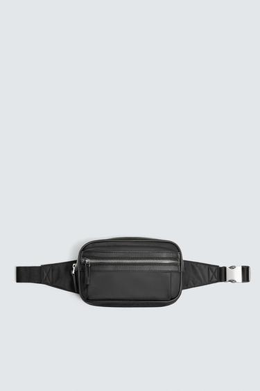 Zara TECHNICAL FABRIC BELT BAG - Black
