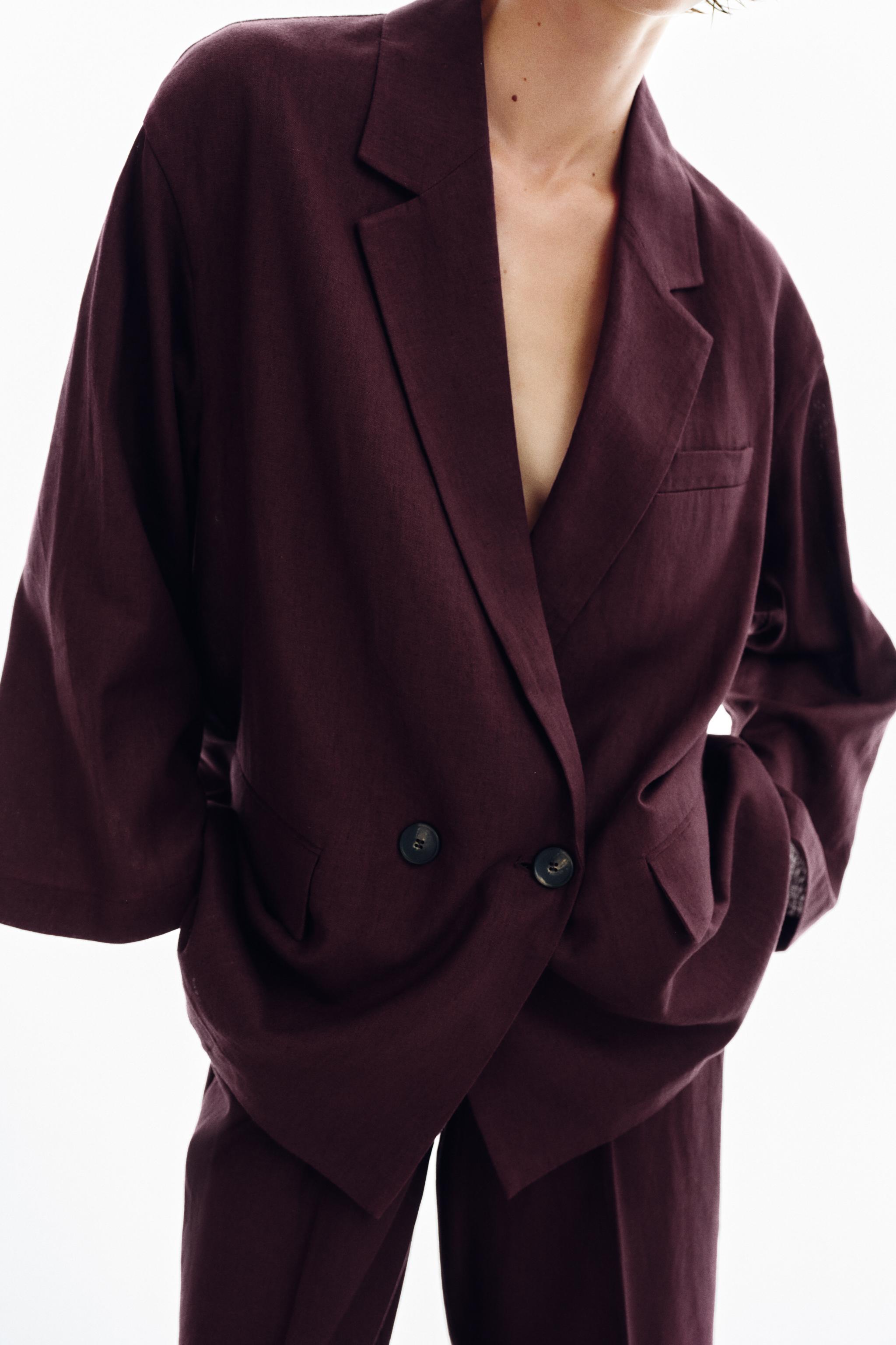 LINEN BLEND DOUBLE BREASTED BLAZER