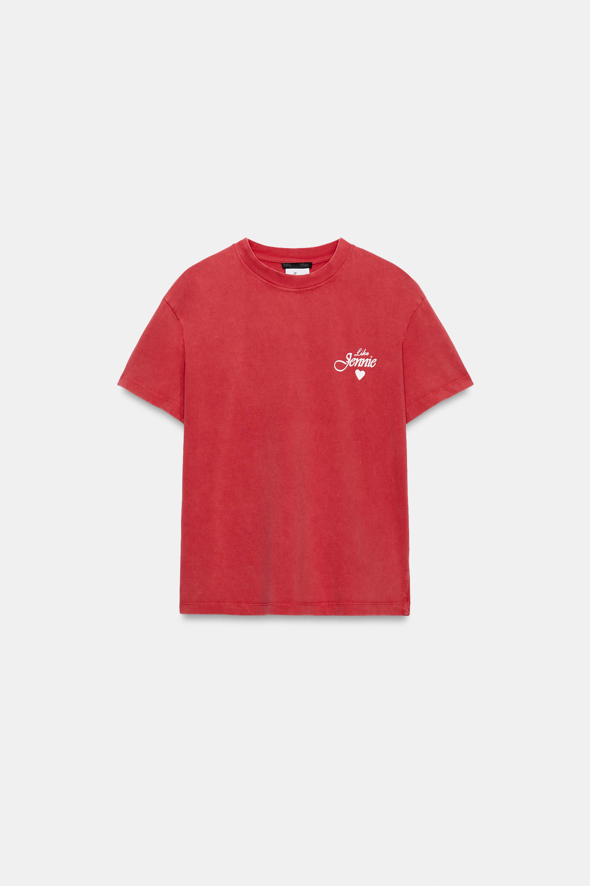 JENNIE WASHED EFFECT T-SHIRT — Red