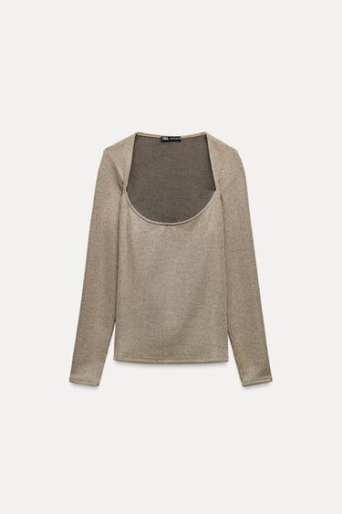 TOP METALIZADO TEXTURA - Dorado de Zara