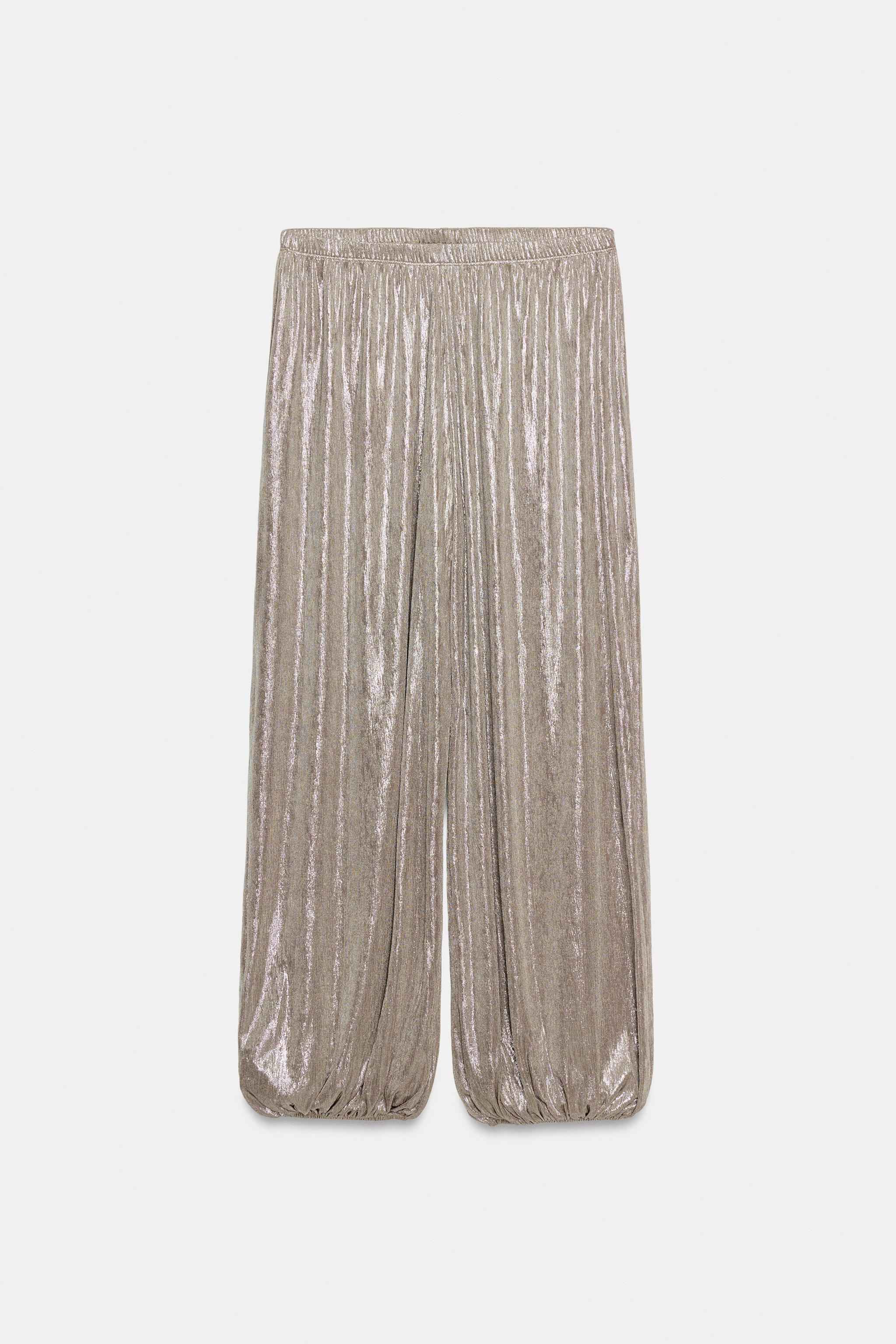 Женские брюки Zara METALLIC EFFECT PANTS — фото 5