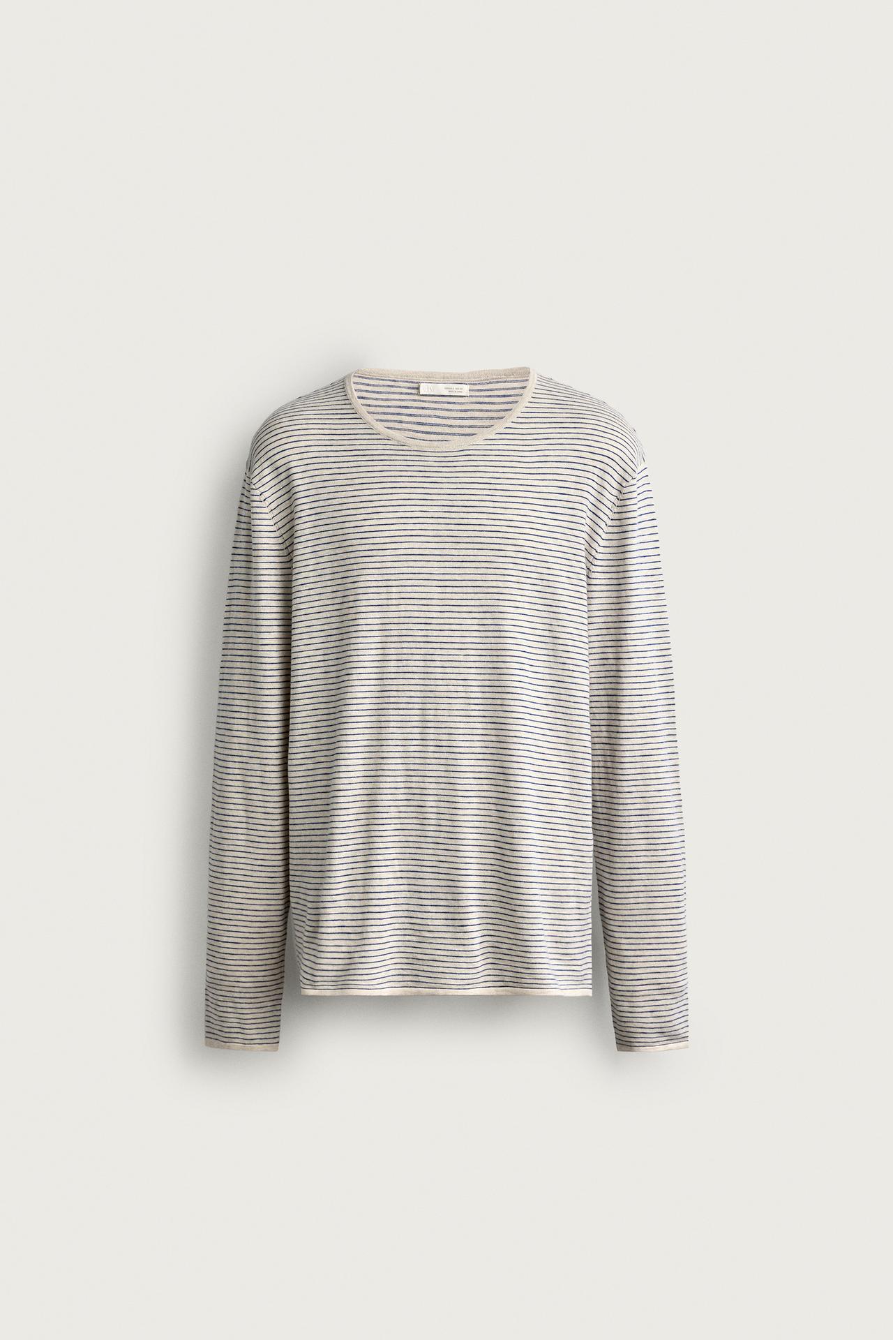 LIGHTWEIGHT JACQUARD STRIPED SWEATER — Striped
