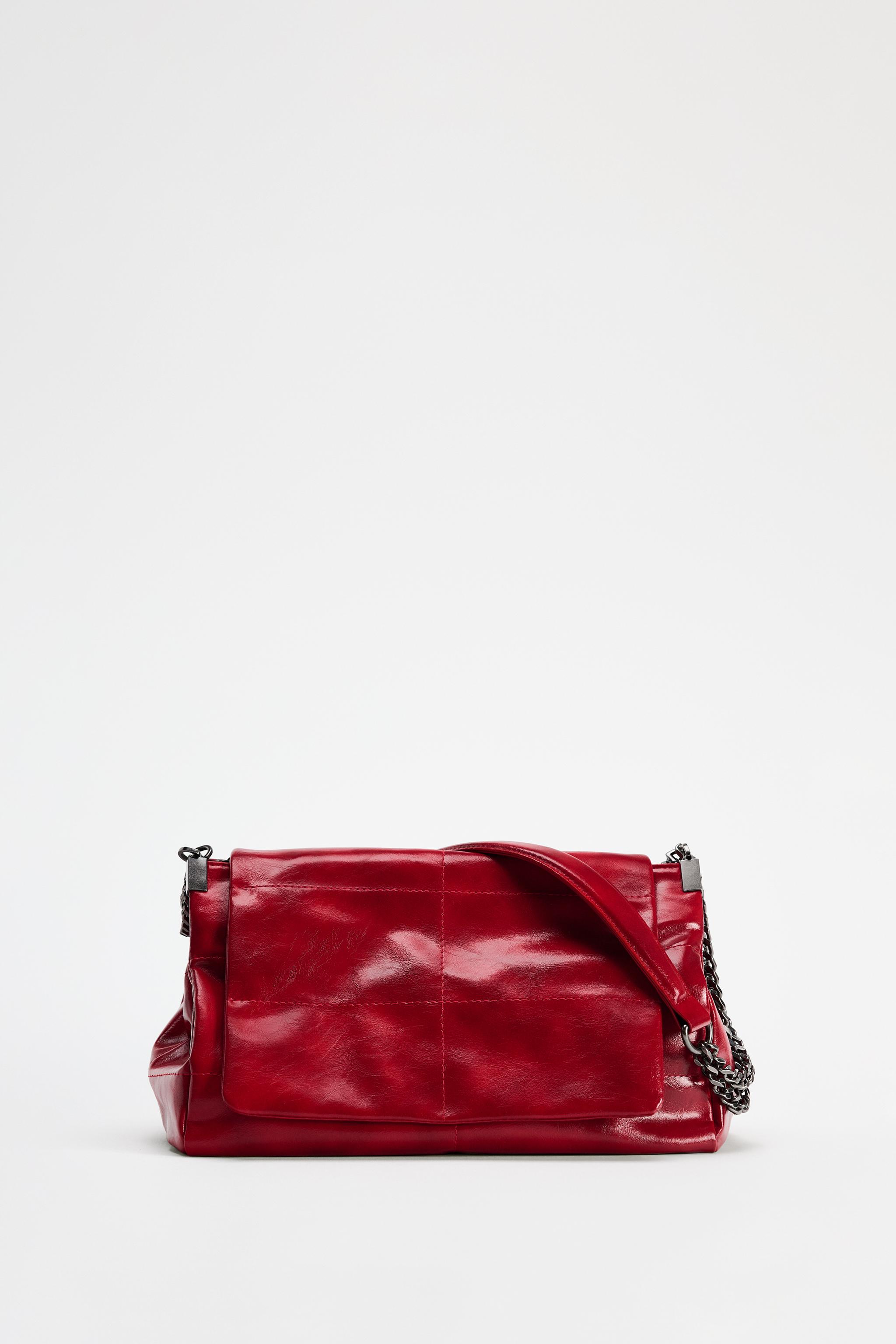 ROCKER SHOULDER BAG WITH FLAP Red ZARA New Zealand