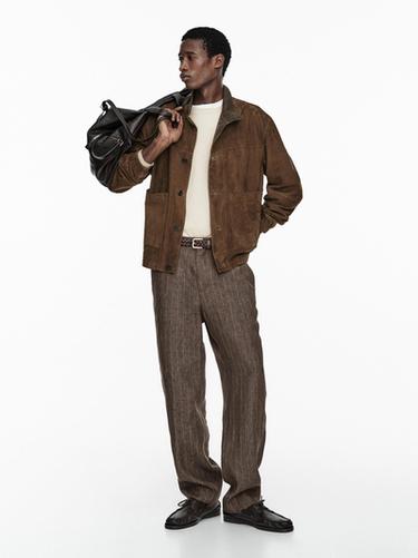 Zara Suede leather jacket - Tobacco