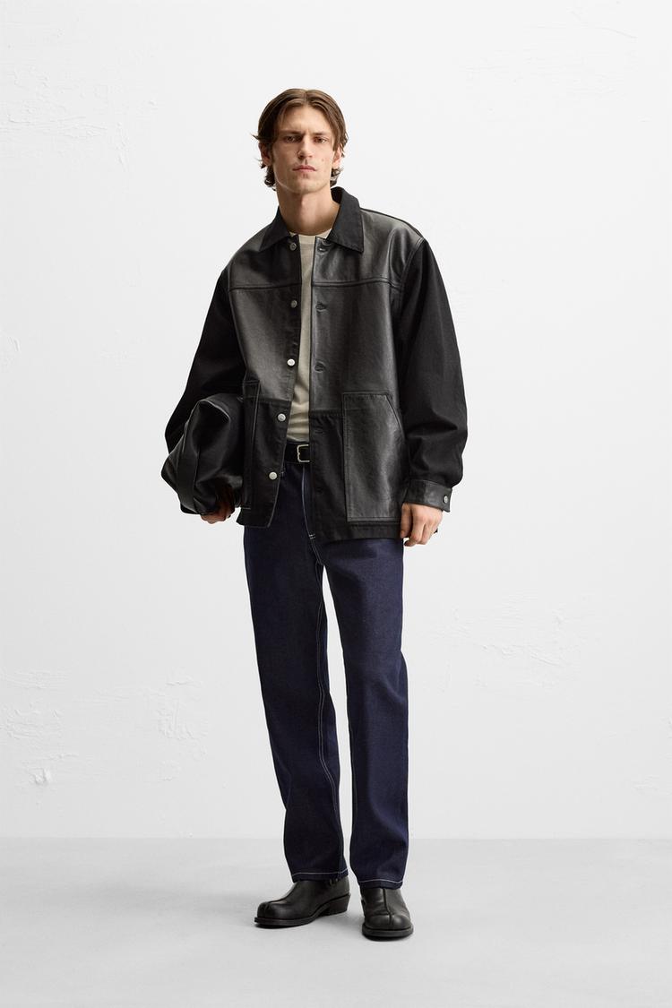 コンビレザーデニムジャケット - ブラック | ZARA Japan / 日本