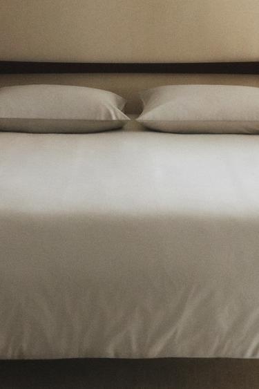 WASHED COTTON PERCALE DUVET COVER X SOCIETY LIMONTA - Stone by Zara