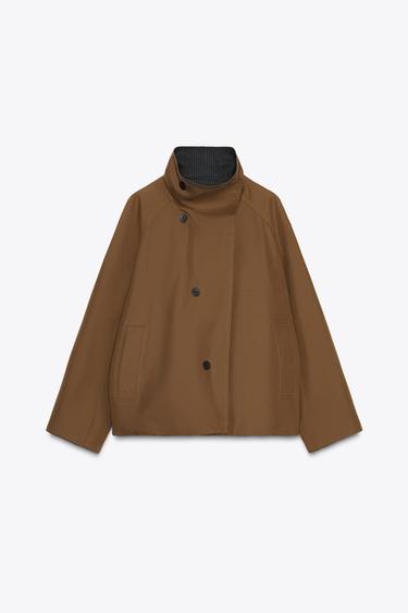 ZW COLLECTION REVERSIBLE SHORT TRENCH COAT - Black / Brown by Zara - Image 4