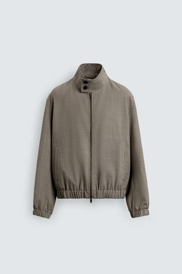 CAZADORA RELAXED FIT PATA DE GALLO LIMITED EDITION - Beige de Zara - Imagen 0