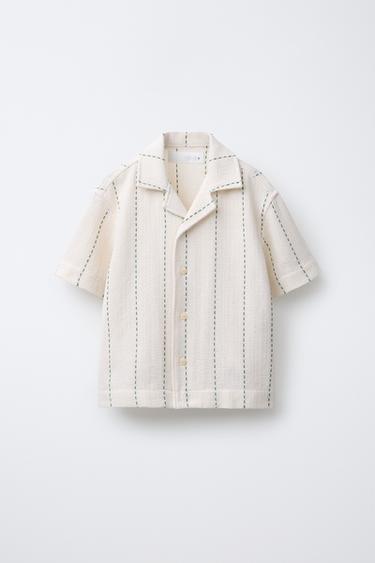 RUSTIC SHIRT WITH STRIPED EMBROIDERY - Ecru by Zara