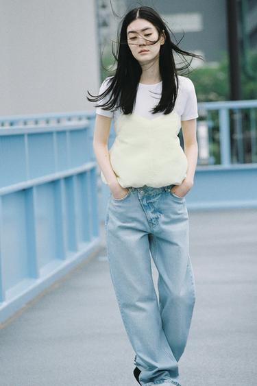 JEANS Z1975 STRAIGHT FULL LENGTH ハイウエスト クロスウエストライトブルーZaraのJEANS Z1975 STRAIGHT FULL LENGTH ハイウエスト クロスウエスト - ライトブルー 