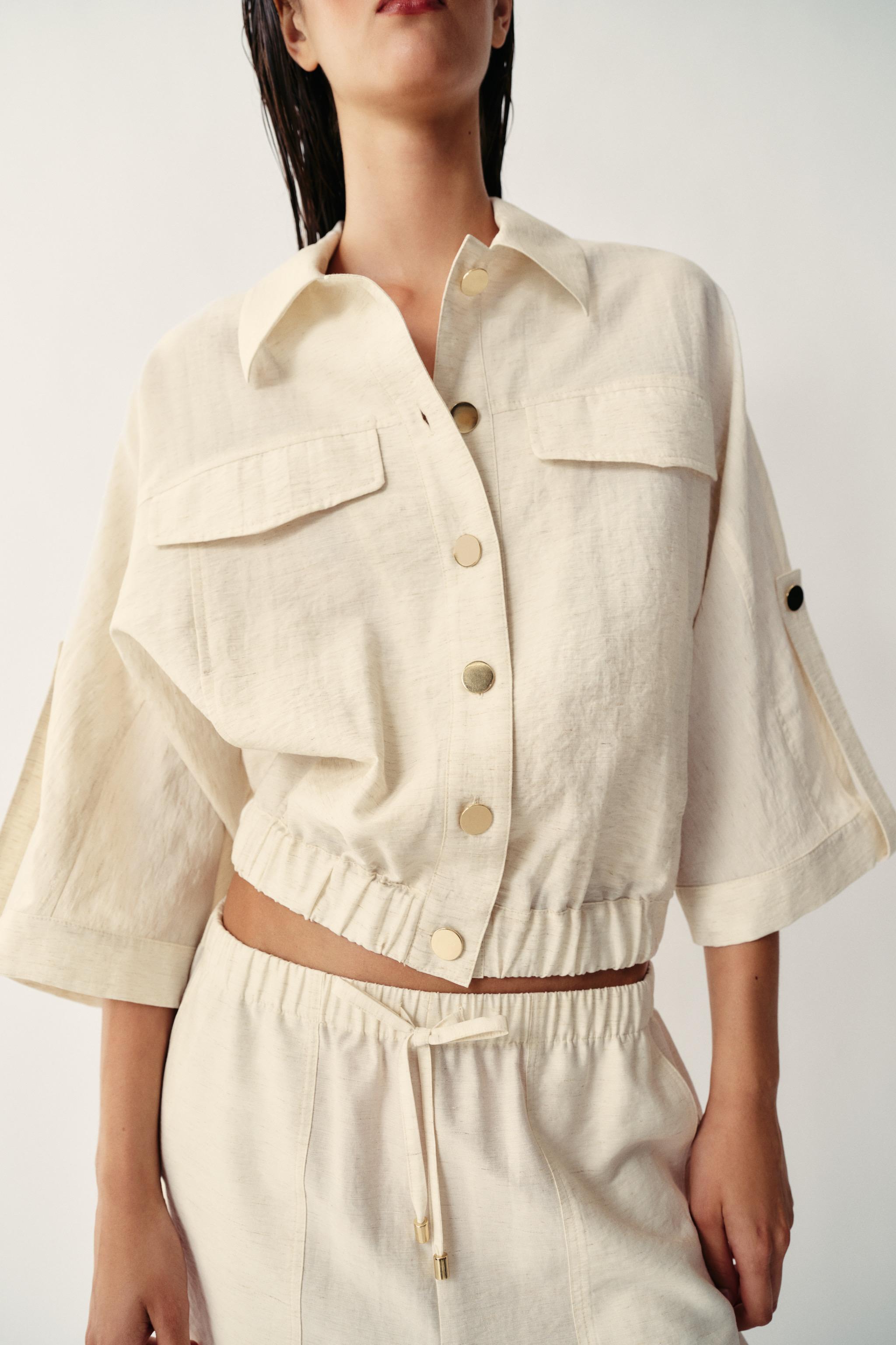Женские блузки Zara ROLL-UP SLEEVE SAFARI BLOUSE — фото 3