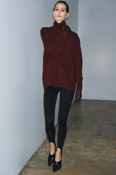 100% WOOL OVERSIZE HIGH NECK JUMPER - Burgundy by Zara