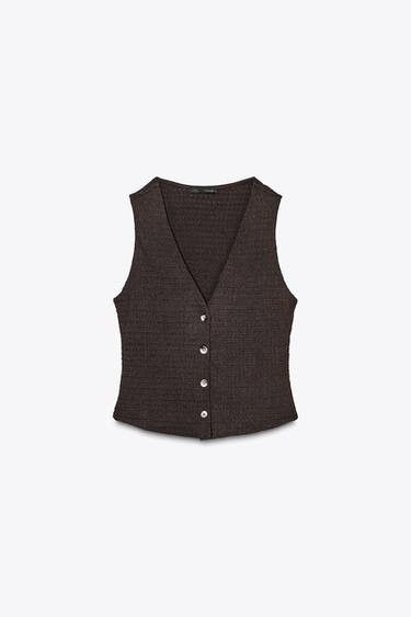 TEXTURED TOP - Chocolate by Zara