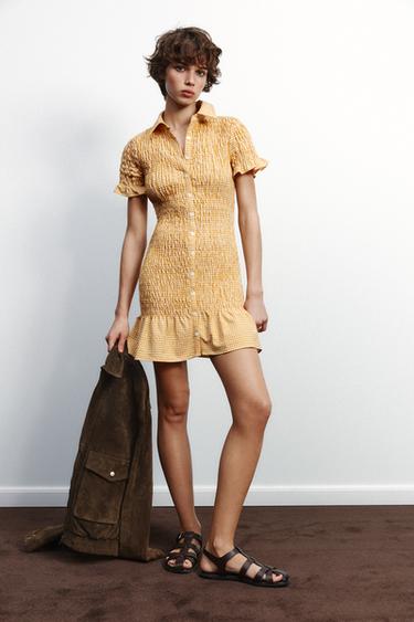 GINGHAM DRESS - Mustard by Zara - Image 0