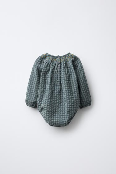 BODY À CARREAUX BRODÉ - Bleu / Gris de Zara - Image 1