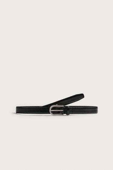 NARROW LEATHER BELT - Black by Zara